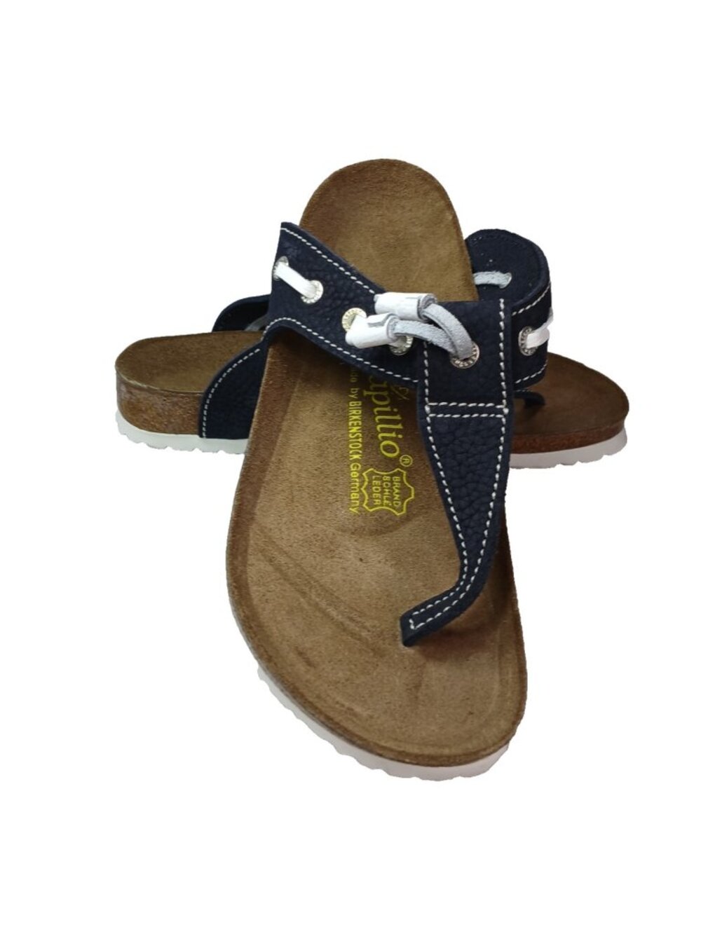 Pappillio by Birkinstock Navy Nautical Sandal Flip Flops Size 8 Footbed Clean